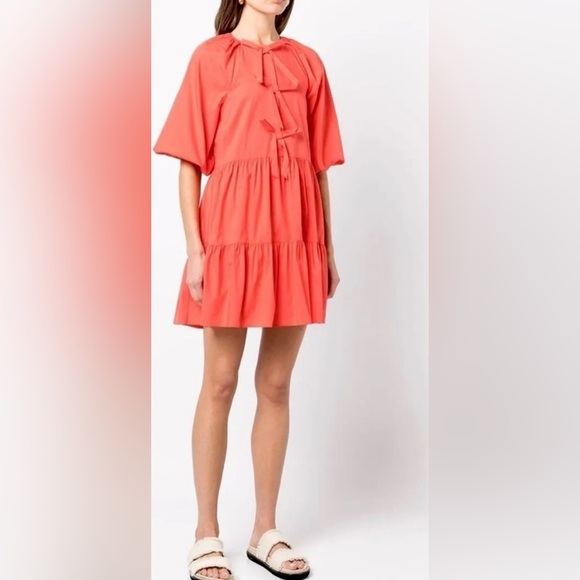 cinq a sept Dresses & Skirts - Cinq a Sept Puffed Sleeve Neon Coral
Lynn Dress w Front Bow Detailing